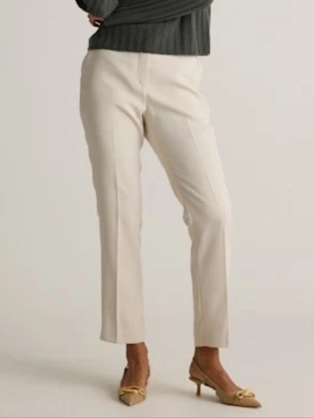 Quince Sand Stretch Crepe Ankle Pants - 10